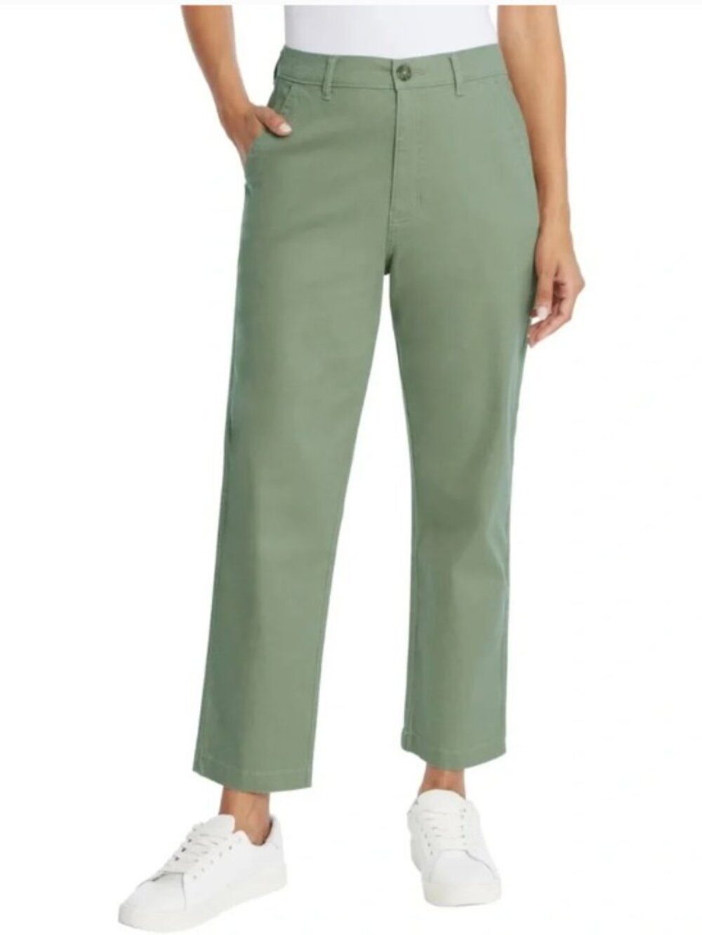 G.H. Bass Women's Sea Spray Green Chino Ankle Pants Elastic Back 8